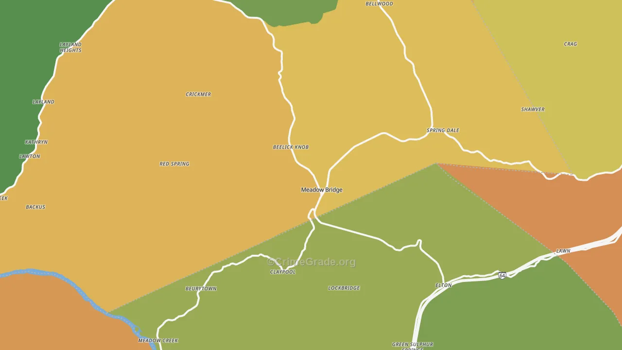Meadow Bridge, WV Map of Assault Rates