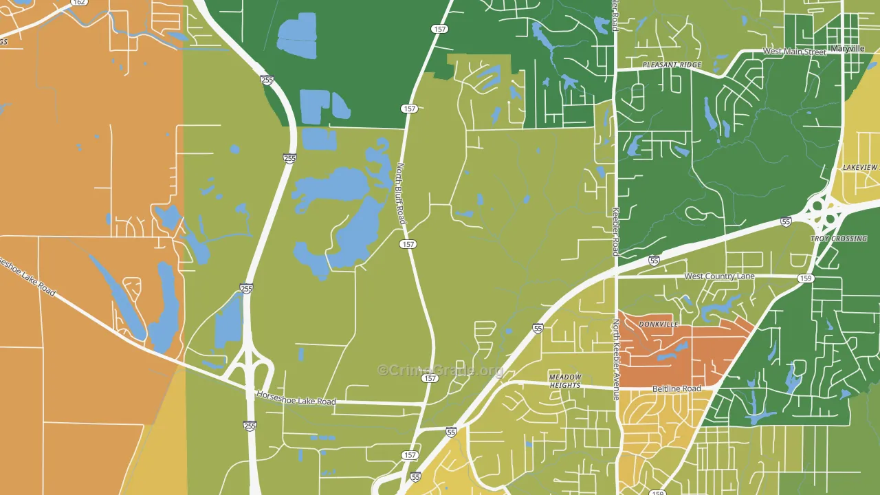 Meadow Heights, IL Map of Assault Rates