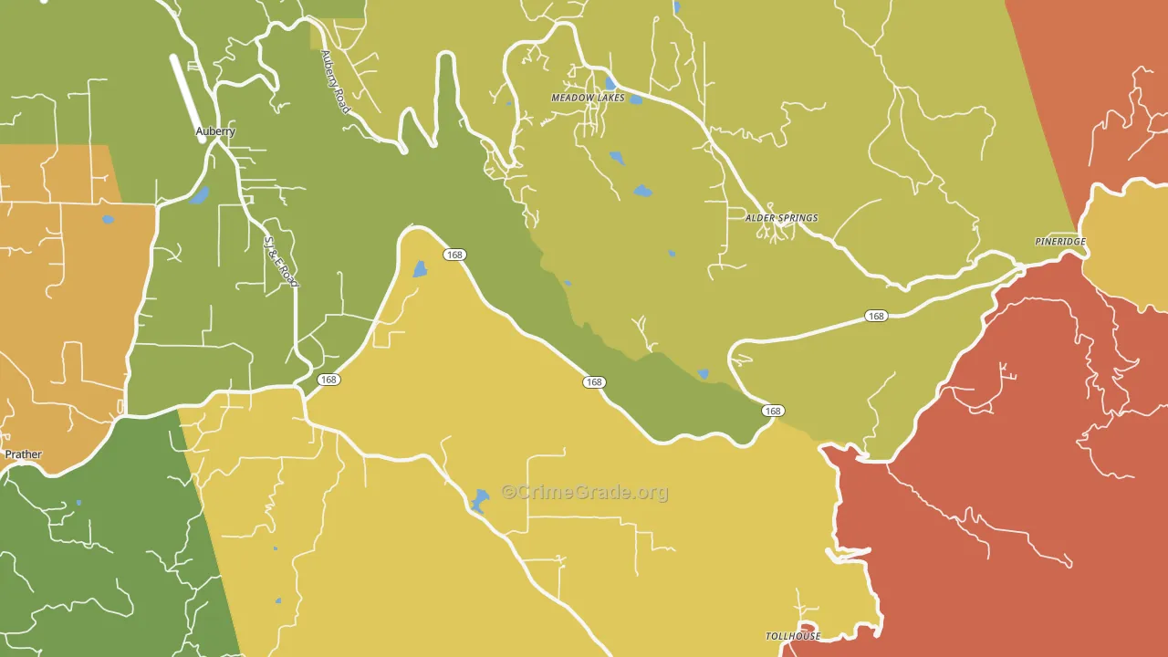 Meadow Lakes, CA Map of Assault Rates
