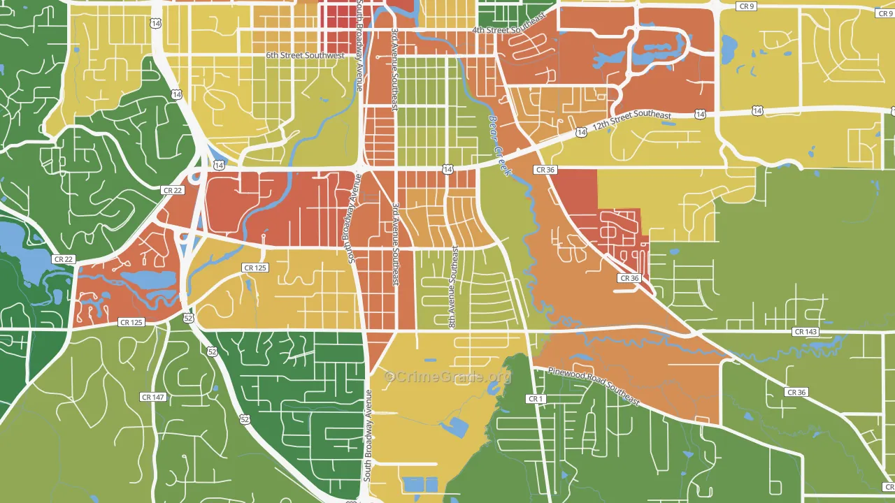 Meadow Park, Rochester, MN Map of Assault Rates