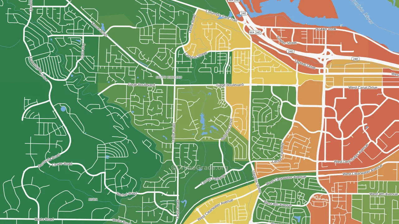 Meadow Springs, Richland, WA Map of Assault Rates