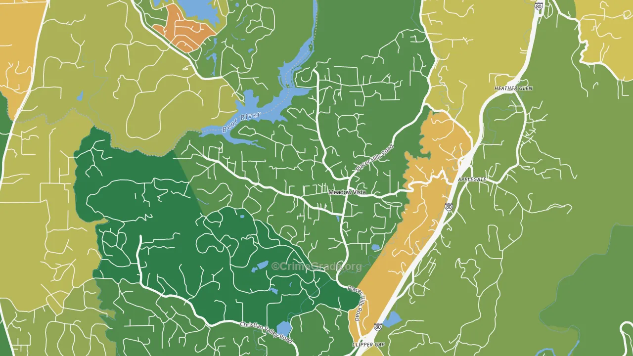 Meadow Vista, CA Map of Assault Rates