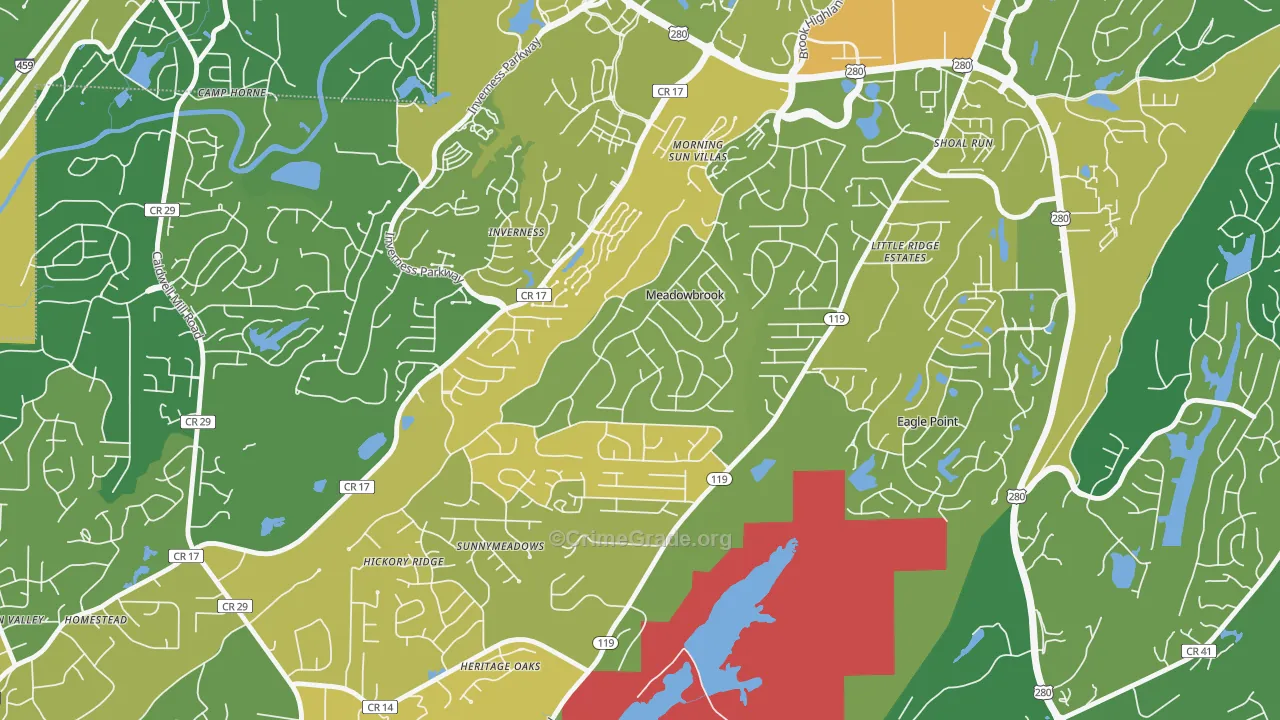 Meadowbrook, AL Map of Assault Rates