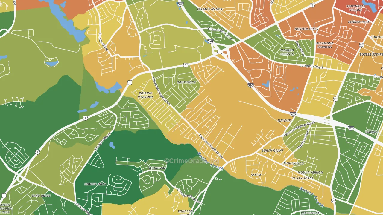 Meadowbrook, Augusta, GA Map of Assault Rates