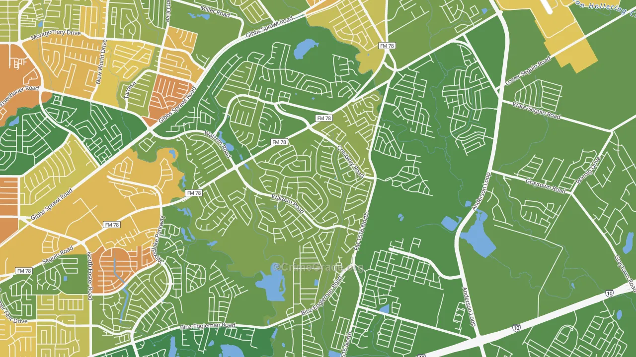 Meadowbrook, Converse, TX Map of Assault Rates