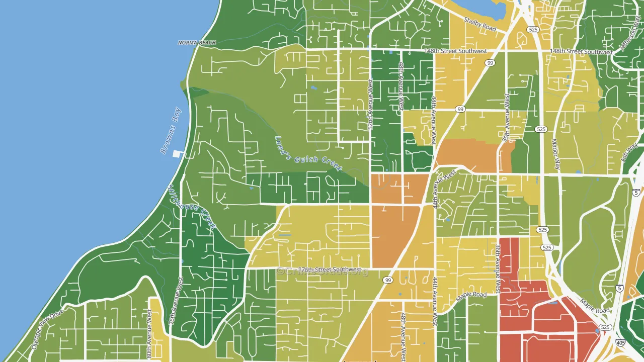 Meadowdale, Lynnwood, WA Map of Assault Rates