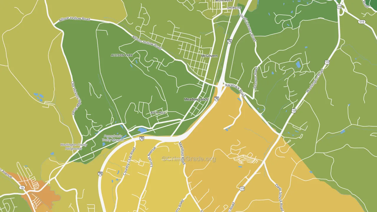 Meadowlands, PA Map of Assault Rates