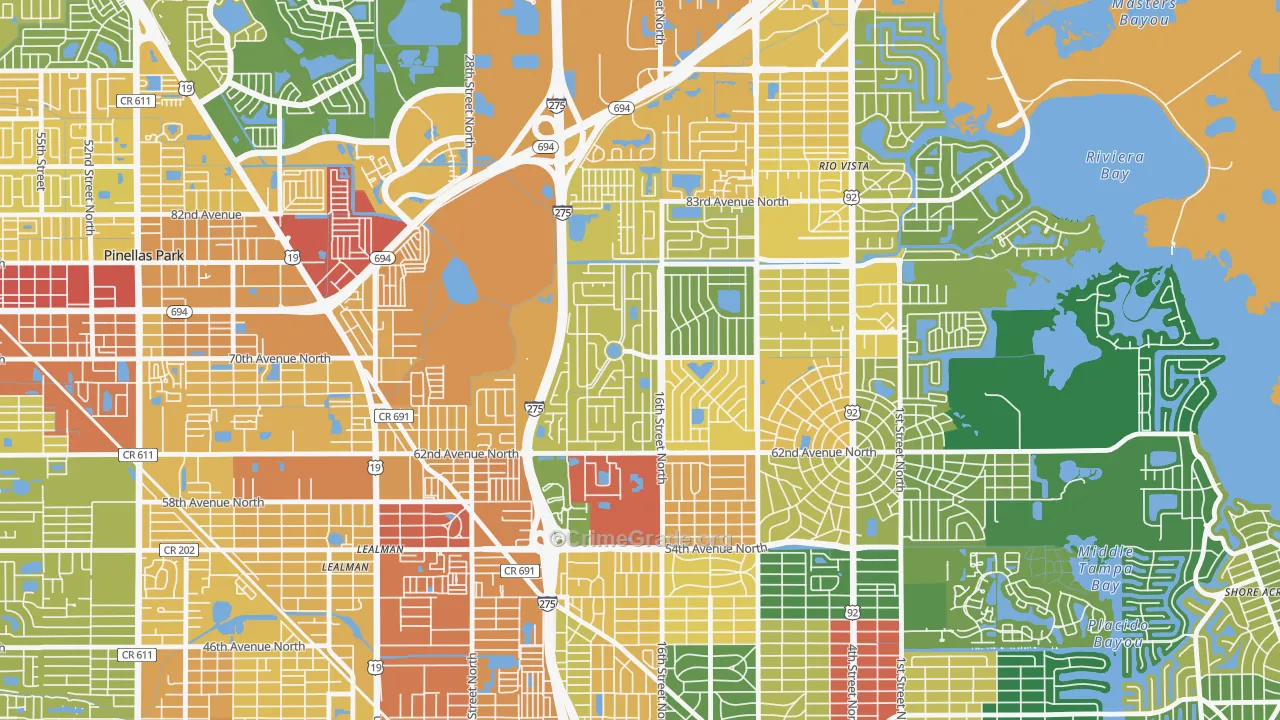 Meadowlawn, St. Petersburg, FL Map of Assault Rates
