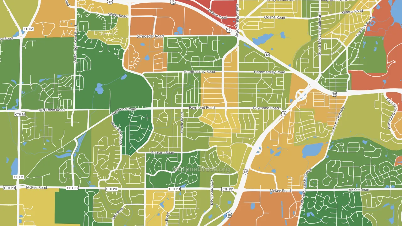 Meadowood, Madison, WI Map of Assault Rates