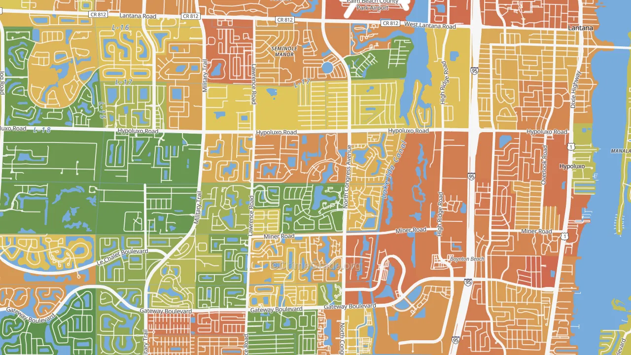 Meadows, Boynton Beach, FL Map of Assault Rates