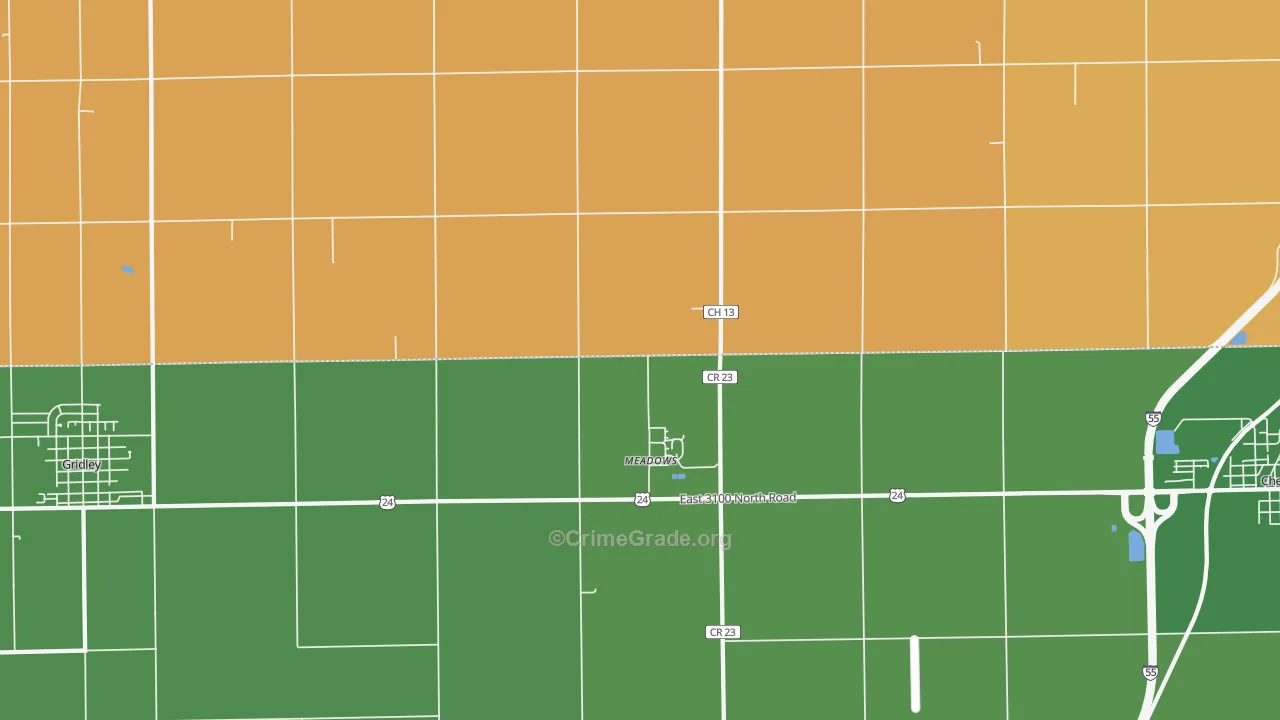 Meadows, IL Map of Assault Rates