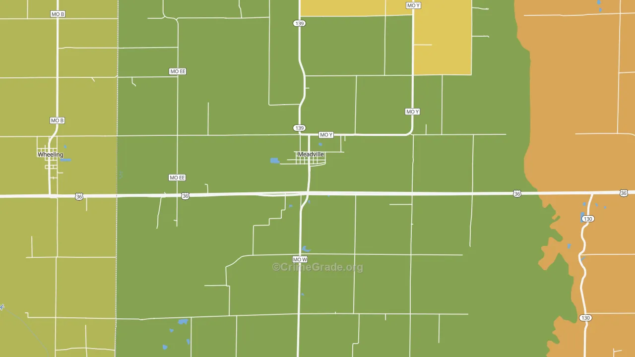 Meadville, MO Map of Assault Rates