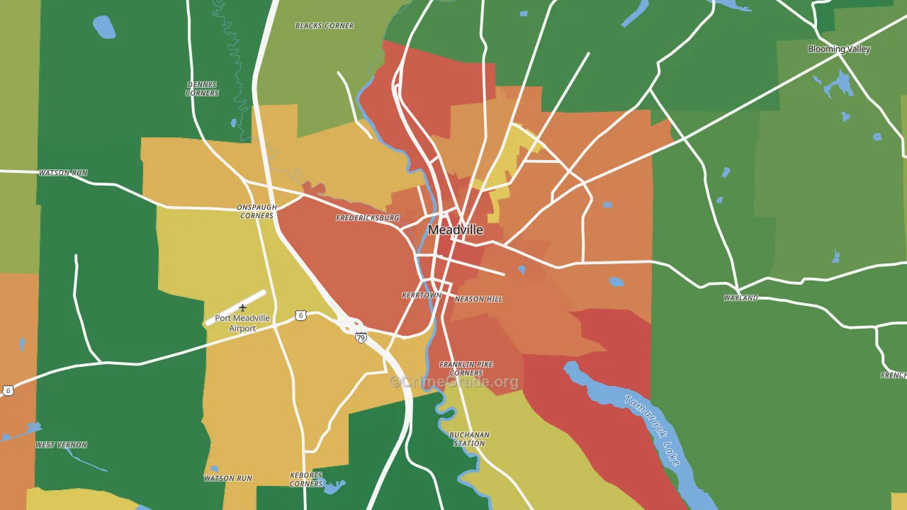 Meadville, PA Map of Assault Rates