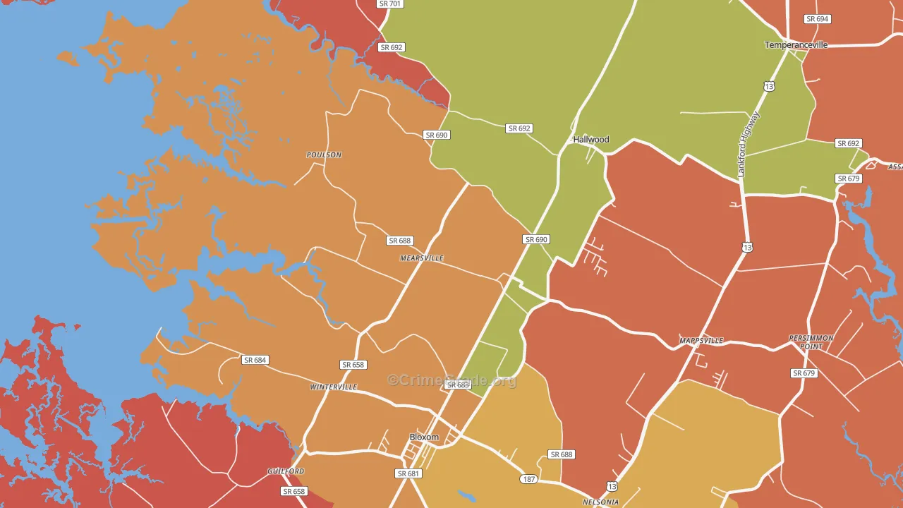 Mears, VA Map of Assault Rates