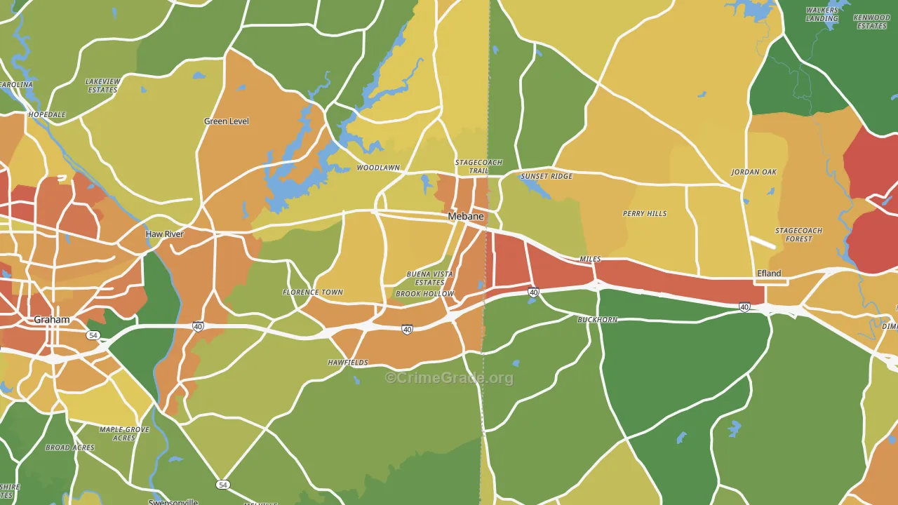 Mebane, NC Map of Assault Rates
