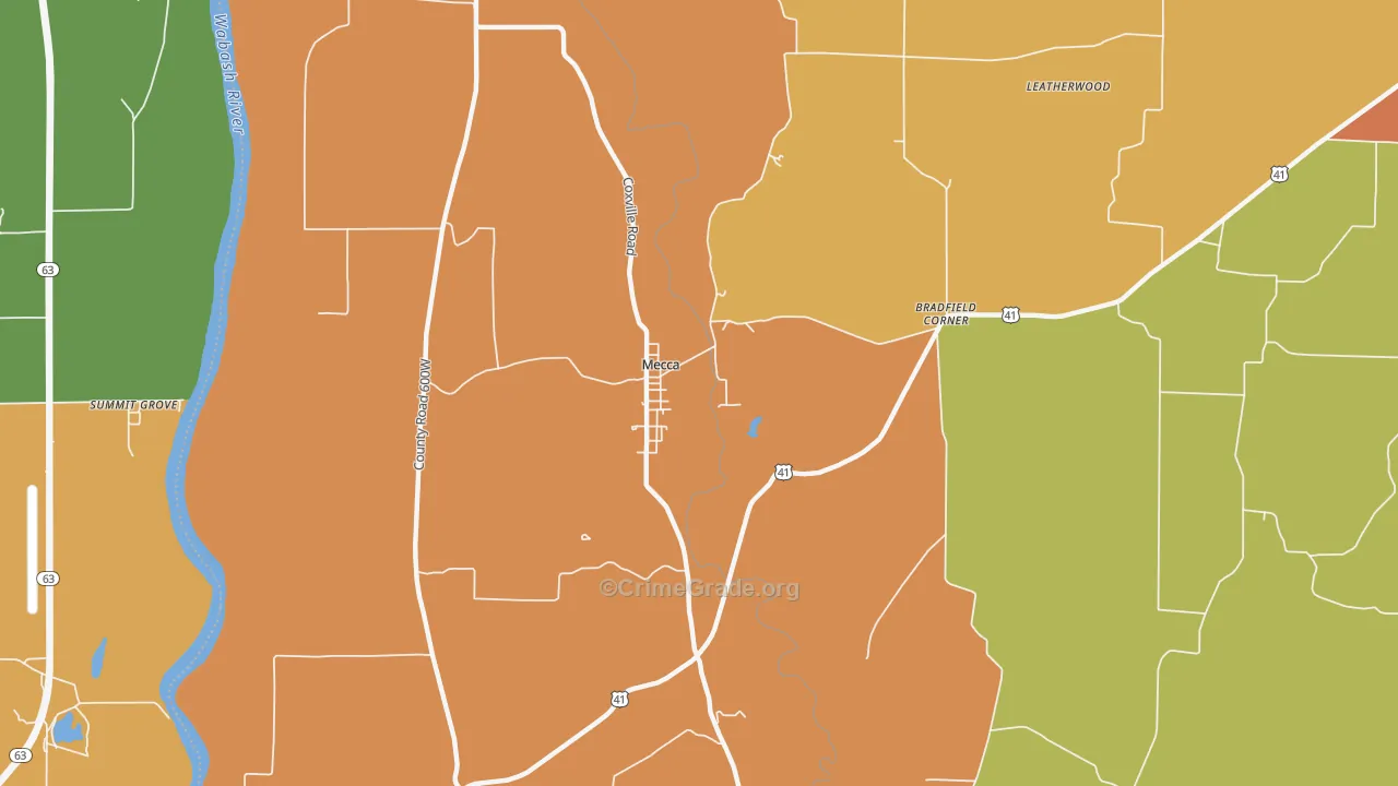Mecca, IN Map of Assault Rates