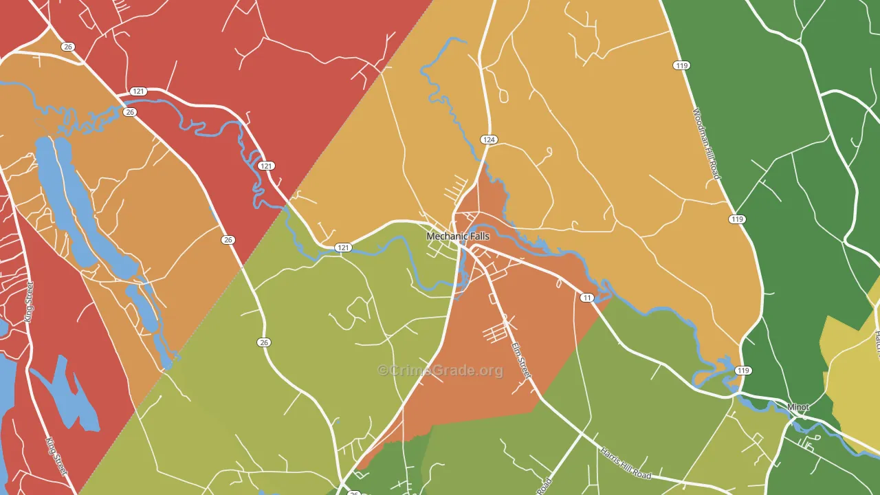 Mechanic Falls, ME Map of Assault Rates