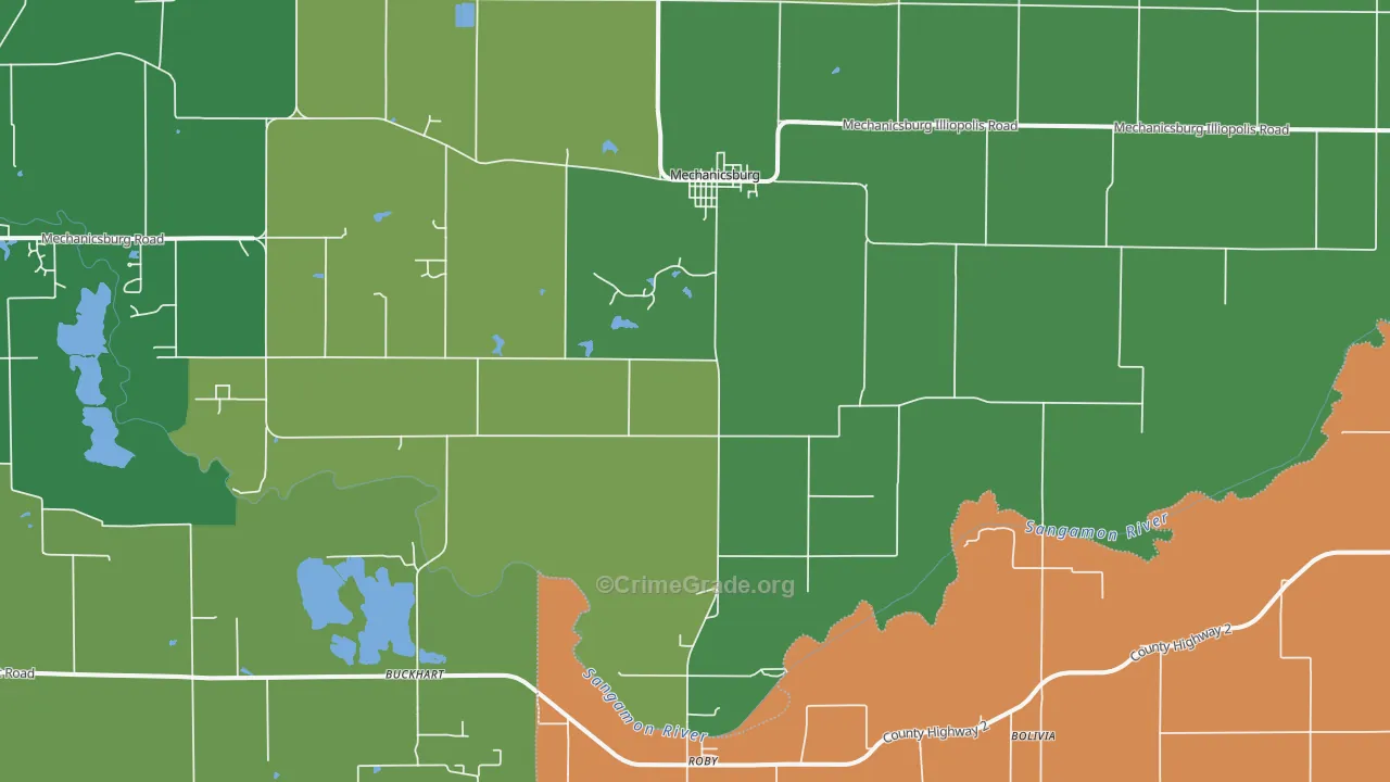 Mechanicsburg, IL Map of Assault Rates
