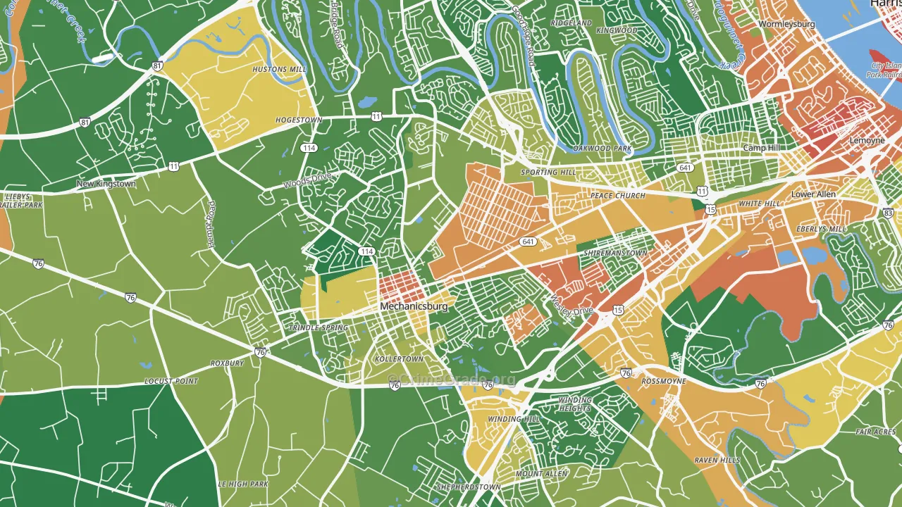 Mechanicsburg, PA Map of Assault Rates