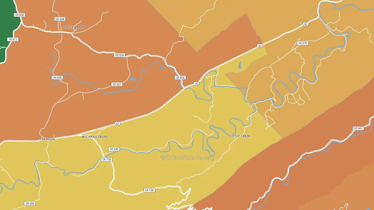 Mechanicsburg, VA Map of Assault Rates