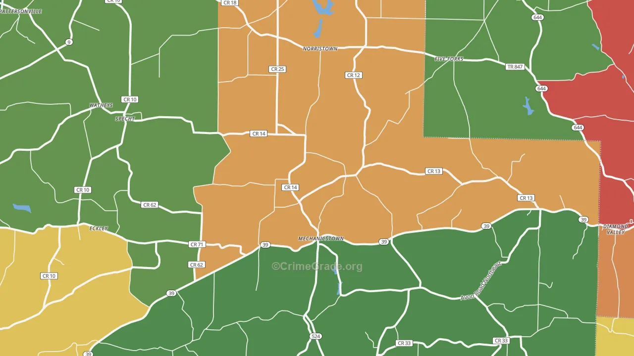 Mechanicstown, OH Map of Assault Rates