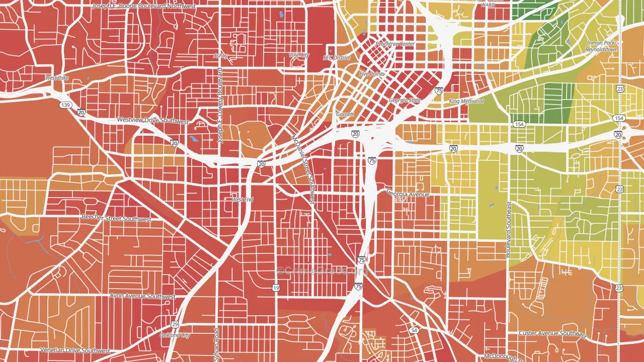 Mechanicsville, Atlanta, GA Map of Assault Rates