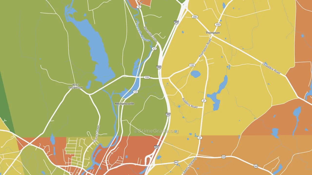 Mechanicsville, CT Map of Assault Rates