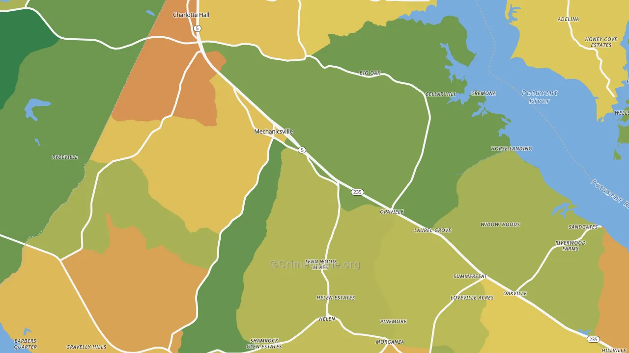 Mechanicsville, MD Map of Assault Rates