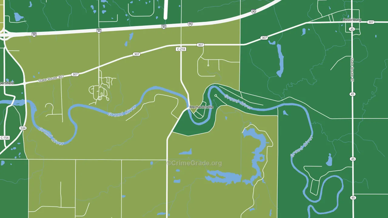 Mechanicsville, OH Map of Assault Rates