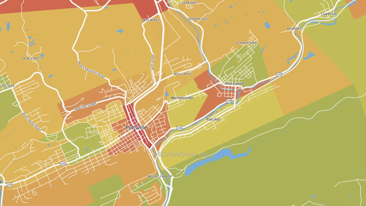 Mechanicsville, PA Map of Assault Rates