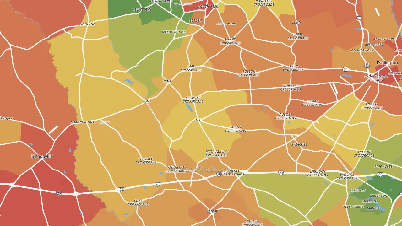 Mechanicsville, SC Map of Assault Rates