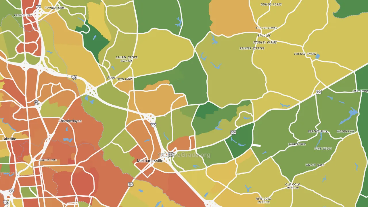 Mechanicsville, VA Map of Assault Rates