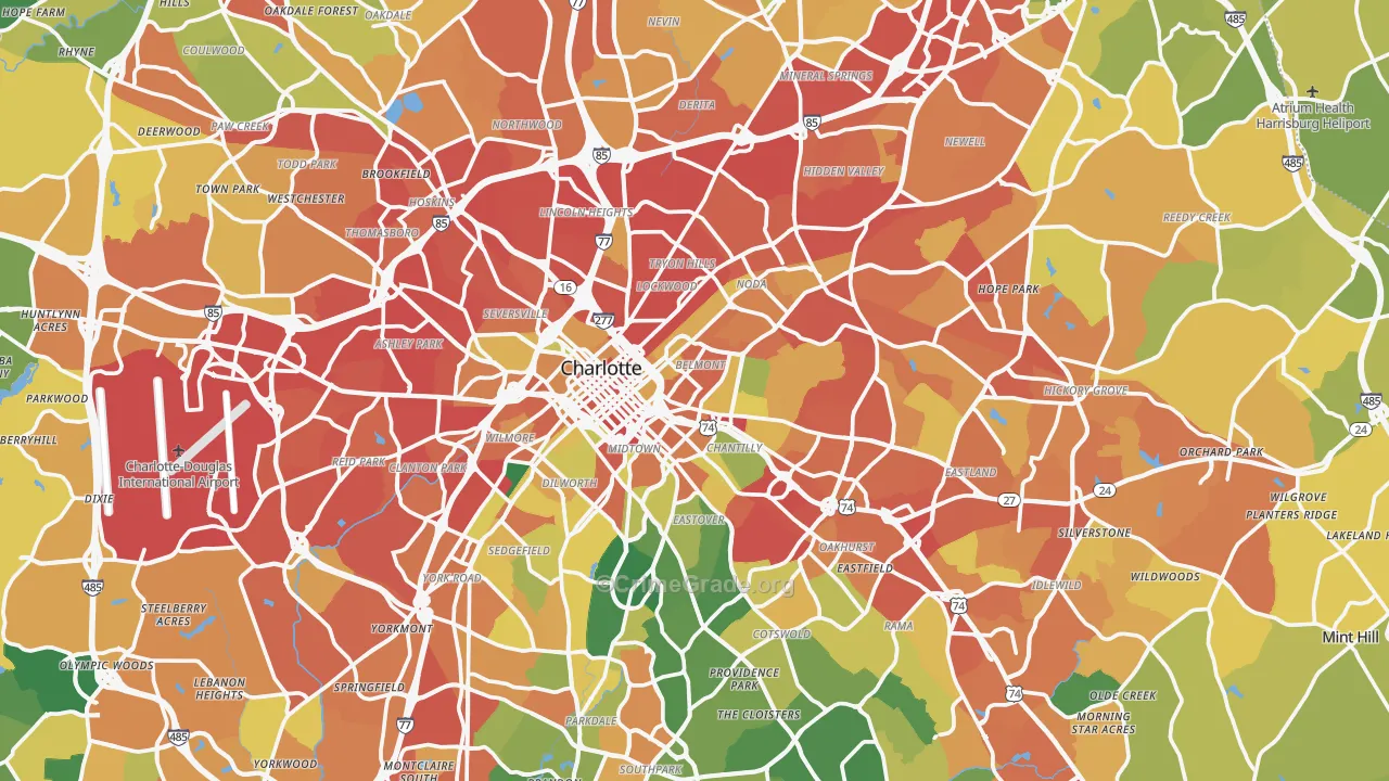 Mecklenburg County, NC Map of Assault Rates