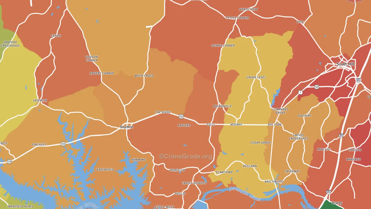 Mecklenburg County, VA Map of Assault Rates