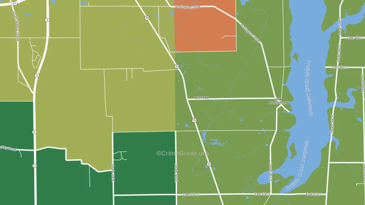 Medford, IN Map of Assault Rates