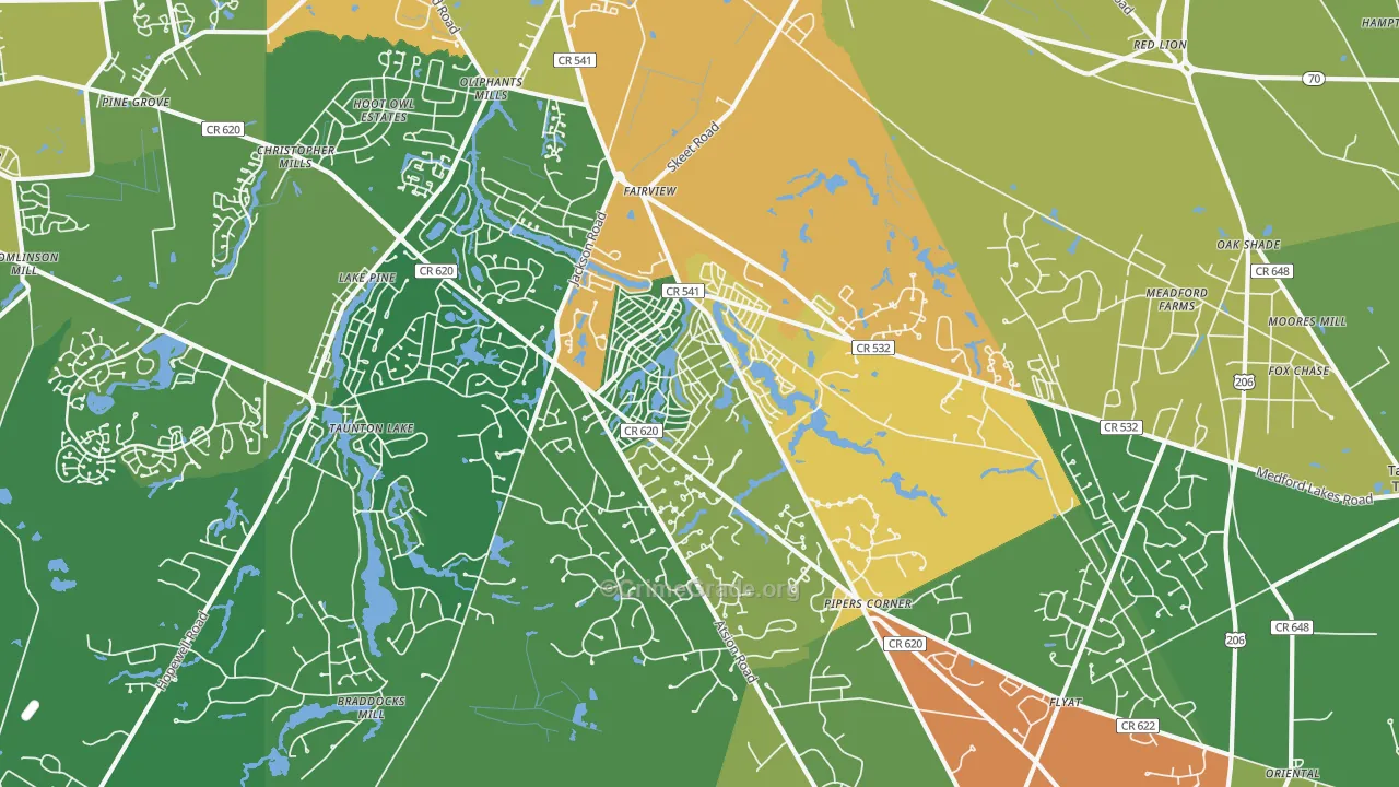 Medford Lakes, NJ Map of Assault Rates