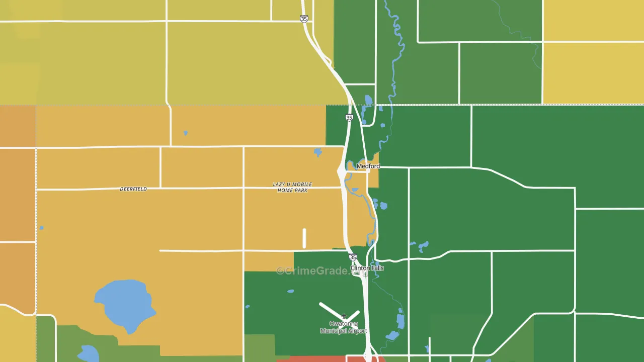 Medford, MN Map of Assault Rates