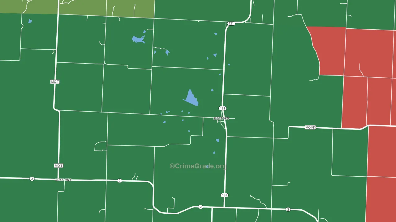Medford, MO Map of Assault Rates