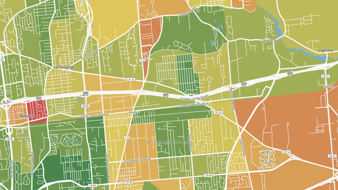 Medford, NY Map of Assault Rates