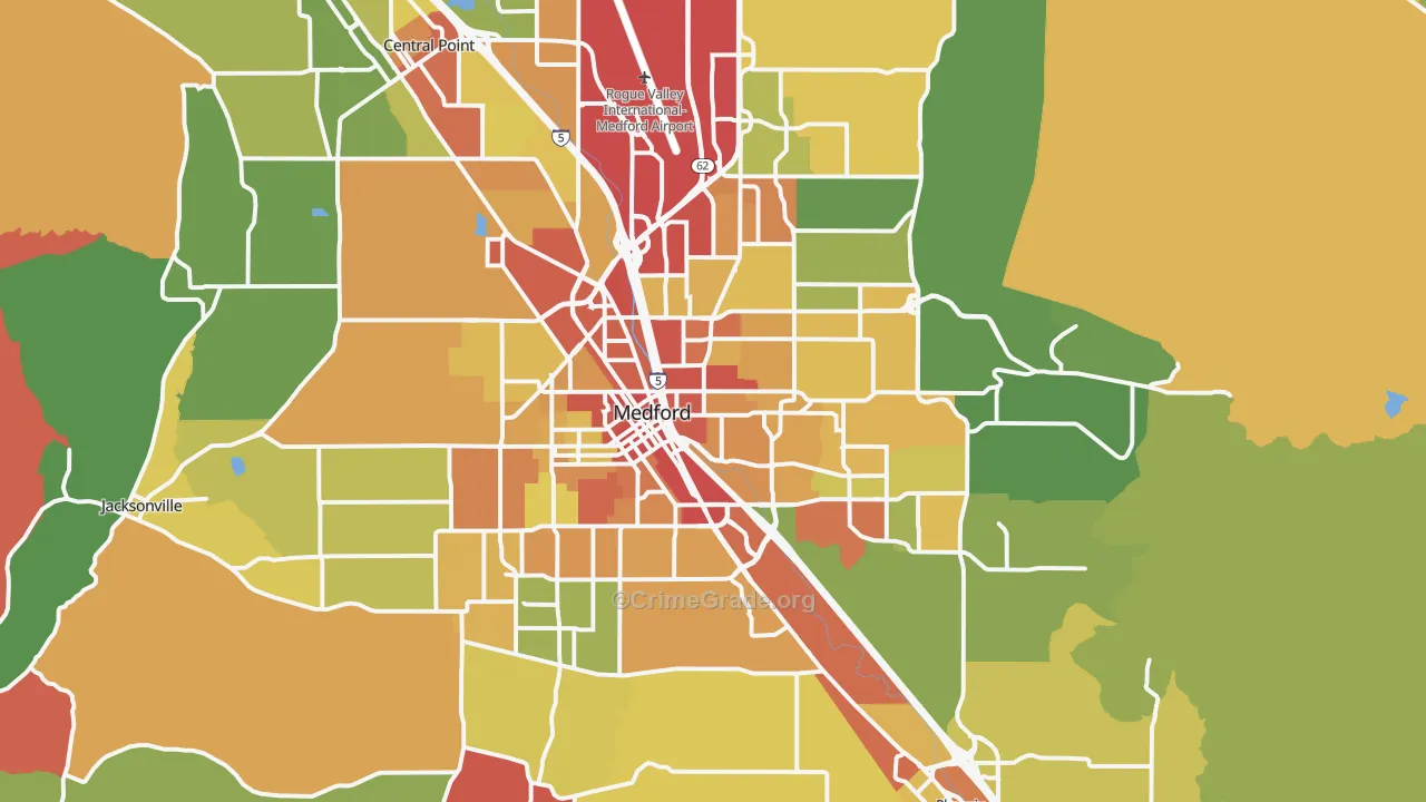 Medford, OR Map of Assault Rates