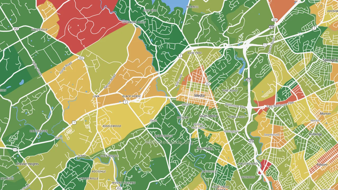 Media, PA Map of Assault Rates