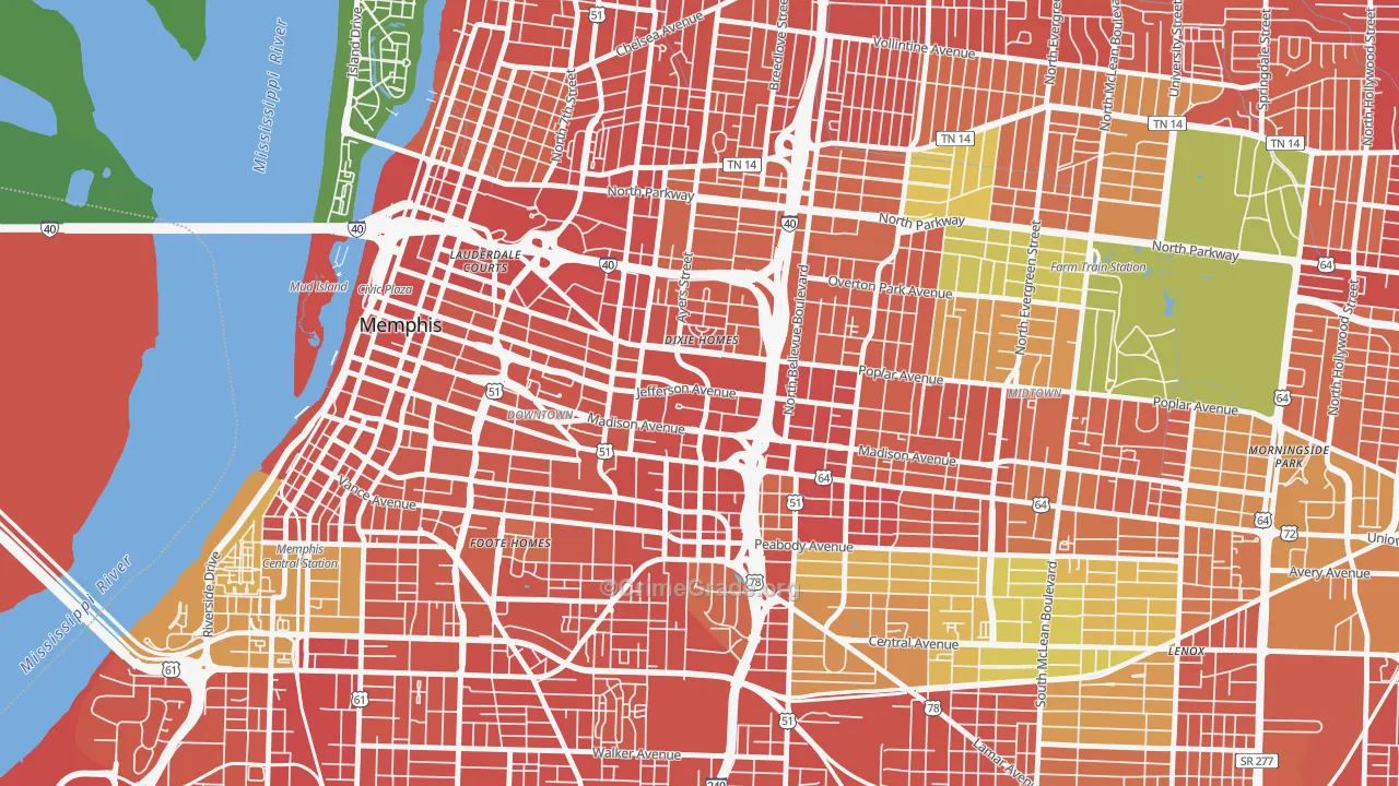 Medical District, Memphis, TN Map of Assault Rates