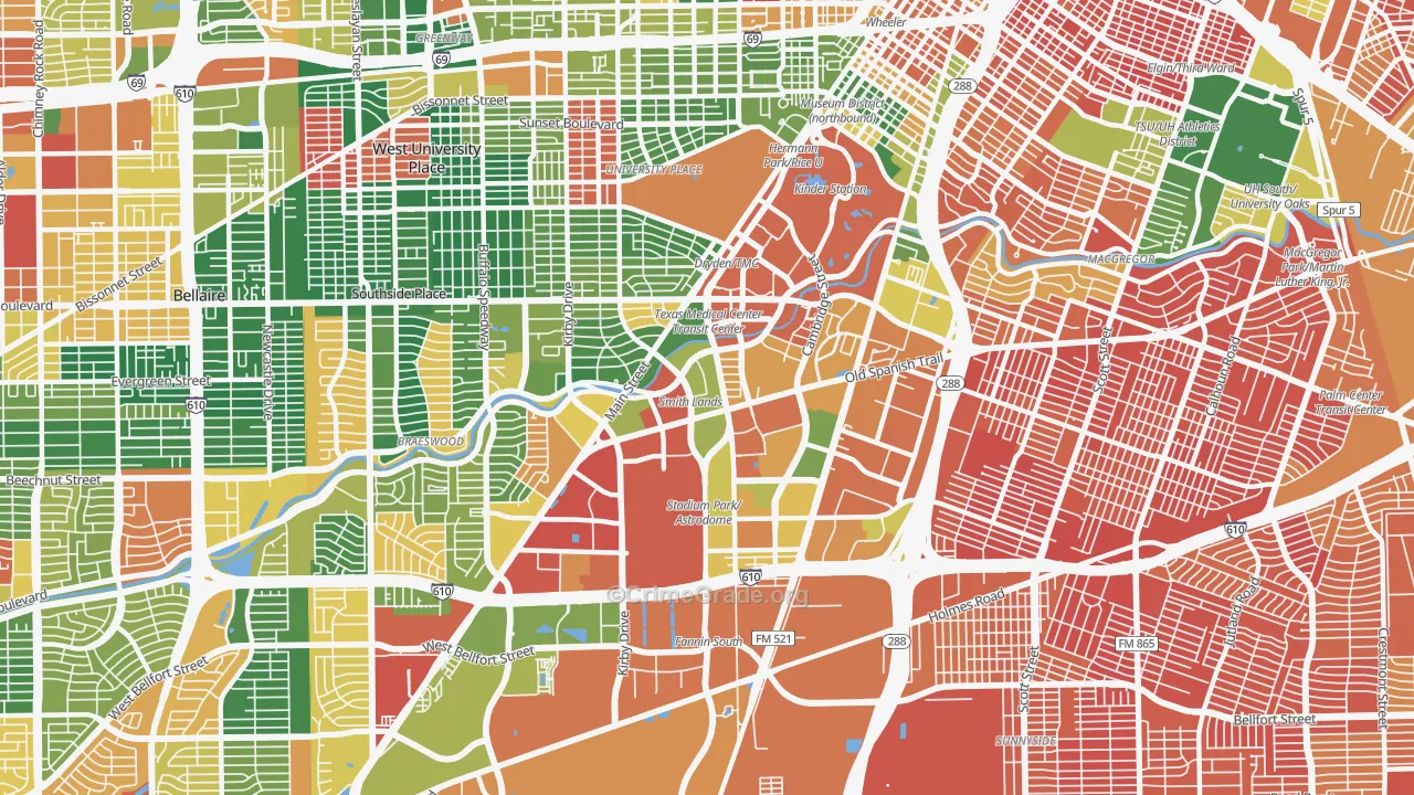 Medical, Houston, TX Map of Assault Rates