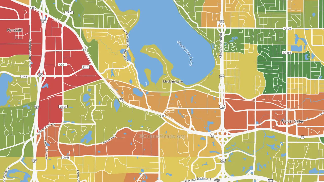 Medicine Lake, MN Map of Assault Rates