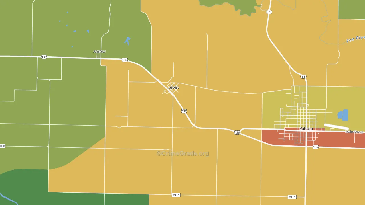 Medill, MO Map of Assault Rates