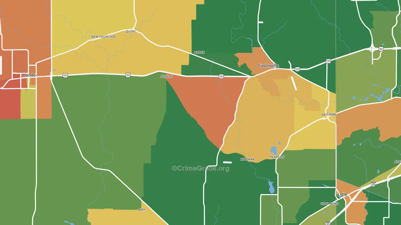 Medina County, TX Map of Assault Rates