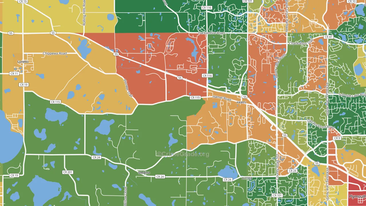 Medina, MN Map of Assault Rates