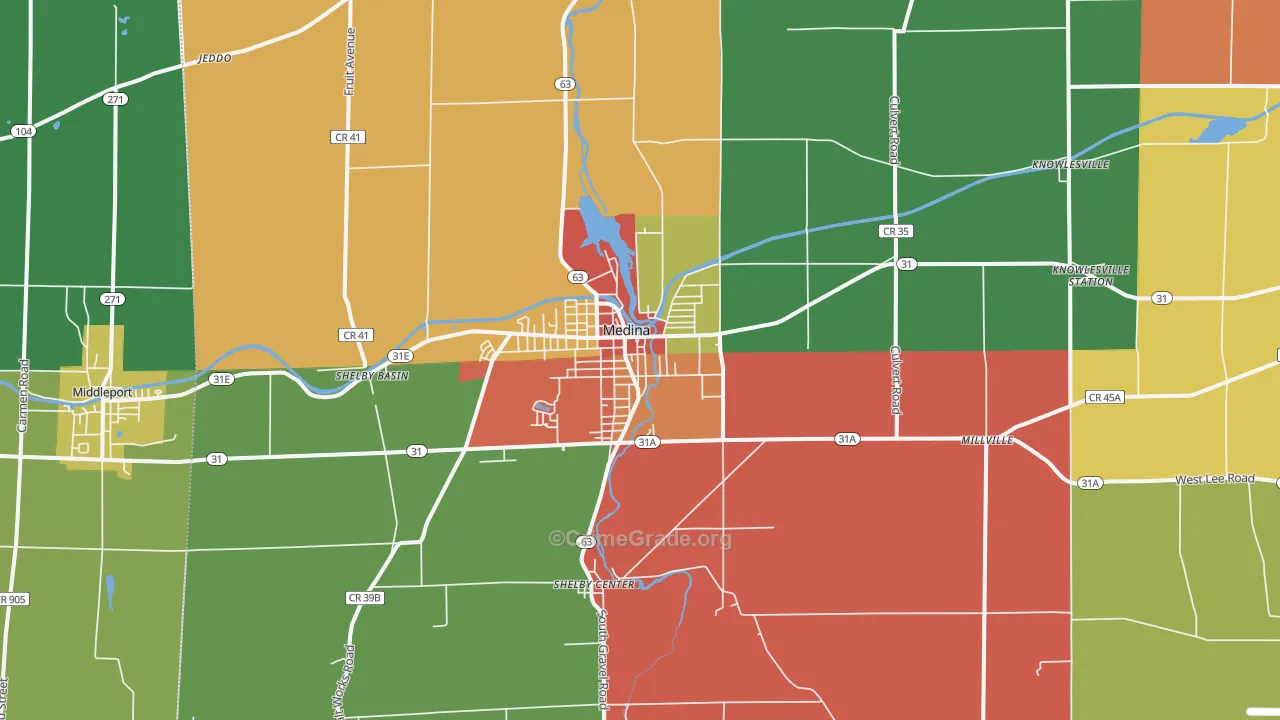 Medina, NY Map of Assault Rates