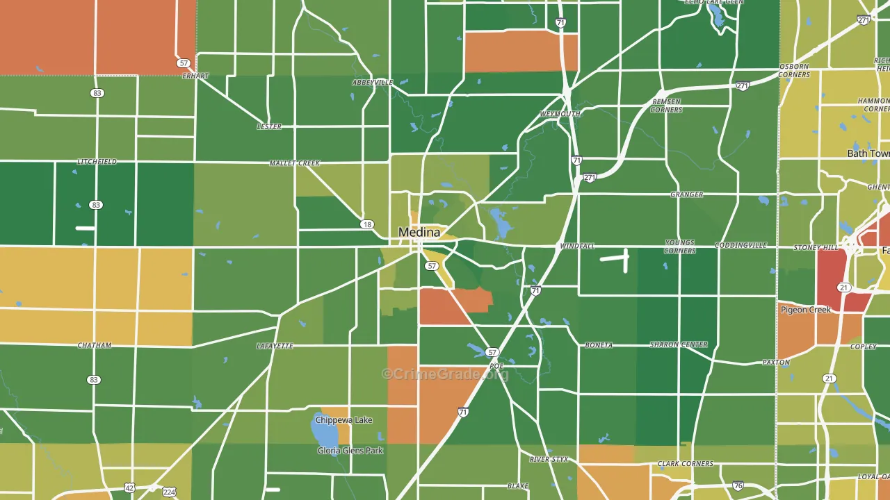 Medina, OH Map of Assault Rates