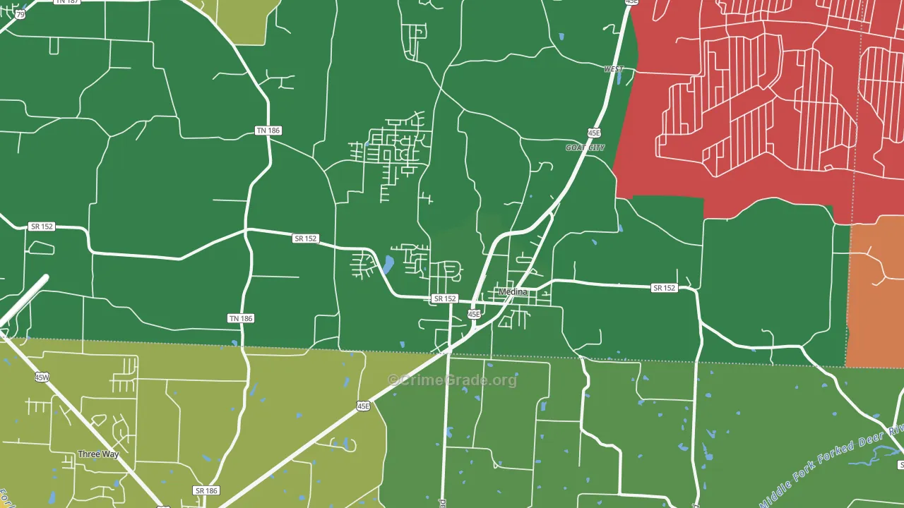 Medina, TN Map of Assault Rates